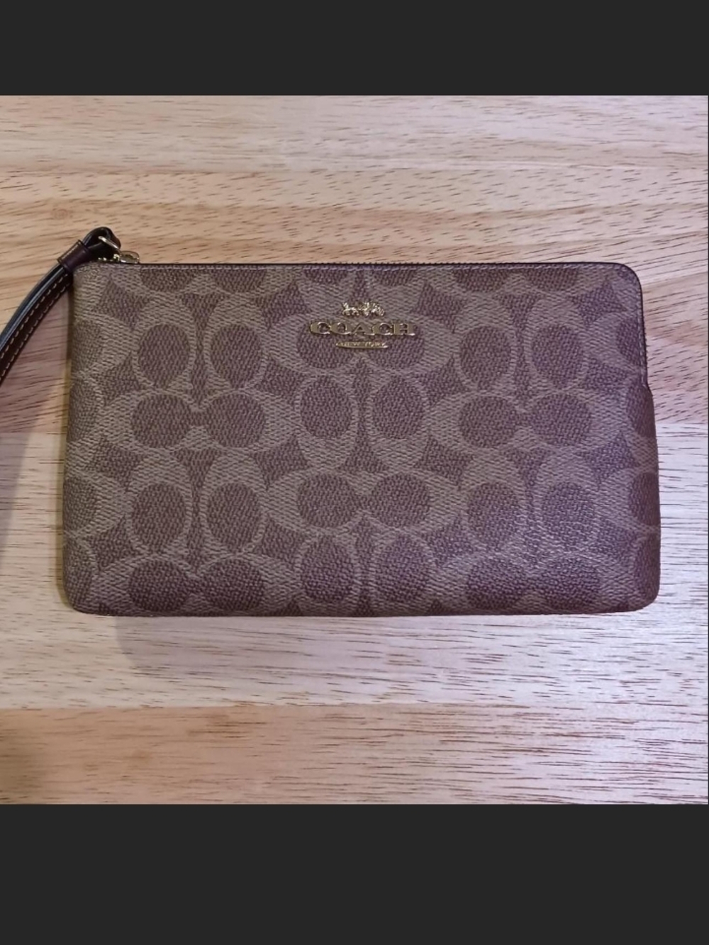Coach Signature Canvas Wristlet in Brown